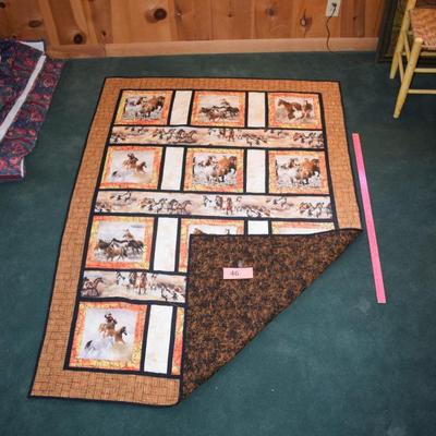 Horse riding Cowboys Quilt Throw