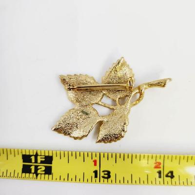 VINTAGE DFA GOLD TONED LEAF BROOCH