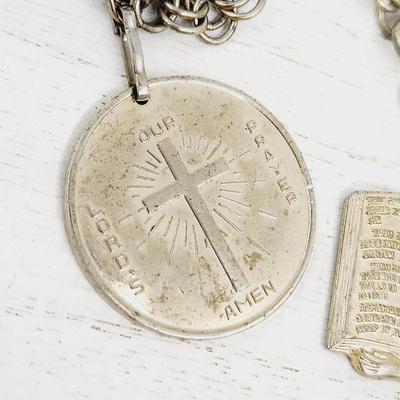 10 COMMANDMENTS & LORDS PRAYER CHARM & GOLD TONED CHAIN BRACELET