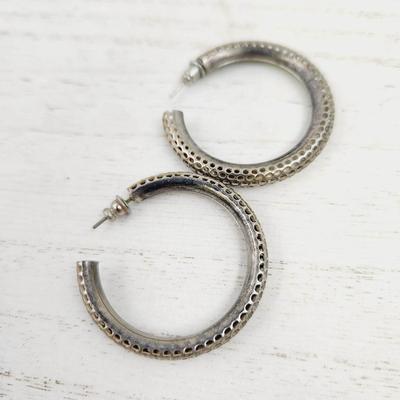 DESIGNER SILVER PLATED LARGE HOOP EARRINGS