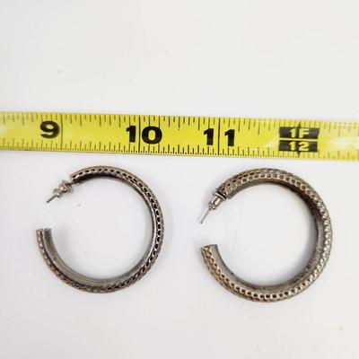 DESIGNER SILVER PLATED LARGE HOOP EARRINGS