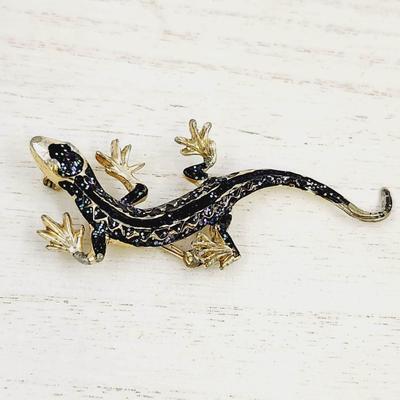 BEAUTIFUL GOLD TONED K SIGNED LIZARD BROOCH