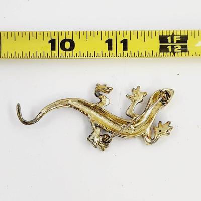 BEAUTIFUL GOLD TONED K SIGNED LIZARD BROOCH