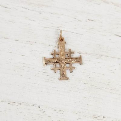 14K GOLD TESTED JERUSALEM STYLE CROSS