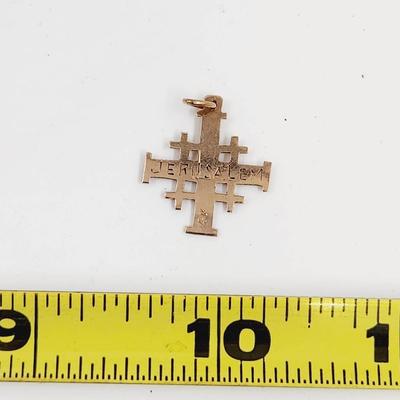 14K GOLD TESTED JERUSALEM STYLE CROSS