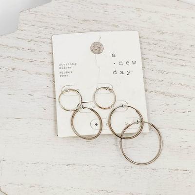 STERLING SILVER HOOP EARRING SETS