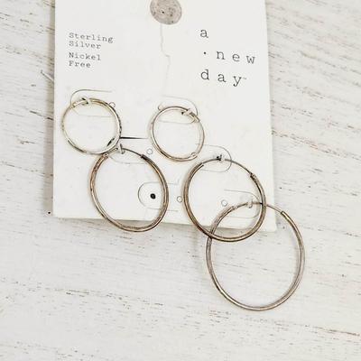 STERLING SILVER HOOP EARRING SETS