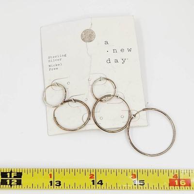 STERLING SILVER HOOP EARRING SETS