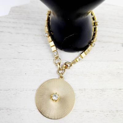 VINTAGE SUNBURST W/ RHINESTONE GOLD TONED BRACELET
