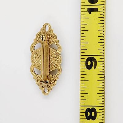 BLACK & MOON STONE GOLD TONED BROOCH