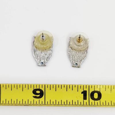 2 TONED OWL SILVER TONED EARRINGS