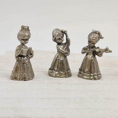 TRIO OF PEWTER GIRLS COLLECTIBLES