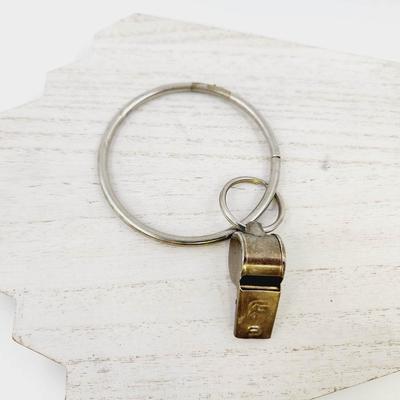 VINTAGE METAL WHISTLE & KEY RING