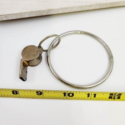 VINTAGE METAL WHISTLE & KEY RING