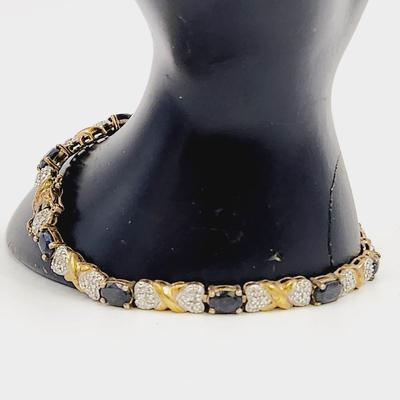 . 925 BLACKSTONE GOLD TONED TENNIS BRACELET