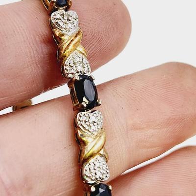 . 925 BLACKSTONE GOLD TONED TENNIS BRACELET