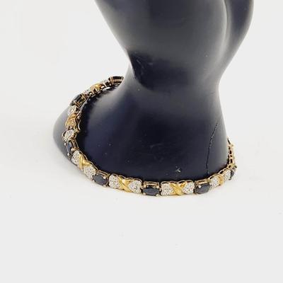 . 925 BLACKSTONE GOLD TONED TENNIS BRACELET