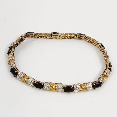 . 925 BLACKSTONE GOLD TONED TENNIS BRACELET
