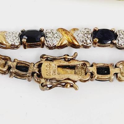 . 925 BLACKSTONE GOLD TONED TENNIS BRACELET