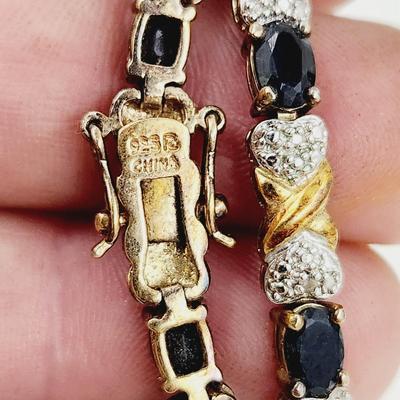 . 925 BLACKSTONE GOLD TONED TENNIS BRACELET