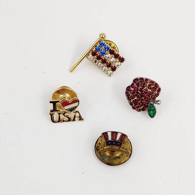 AMERICA TONED PINS & ANTIQUE CUFF LINK BUNDLE