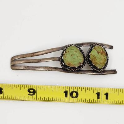 1/2 OF A STERLING & GREEN TURQUOISE BRACELET