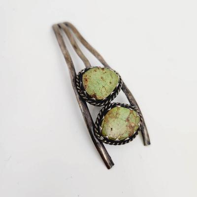 1/2 OF A STERLING & GREEN TURQUOISE BRACELET