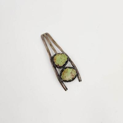 1/2 OF A STERLING & GREEN TURQUOISE BRACELET
