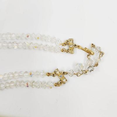 VINTAGE BEAUTIFUL AURORA BOREALIS 2 STRAND NECKLACE