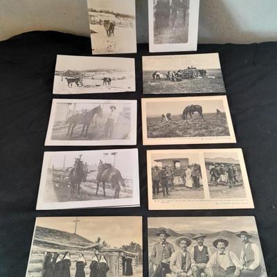 Antique Black & White Western post cards Cowboys, Montana, Nunn's and more