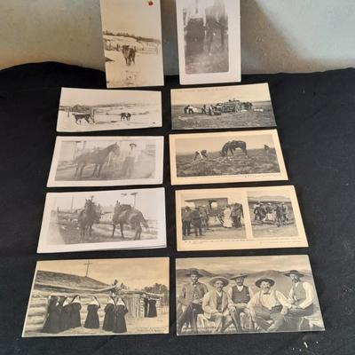 Antique Black & White Western post cards Cowboys, Montana, Nunn's and more