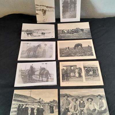 Antique Black & White Western post cards Cowboys, Montana, Nunn's and more