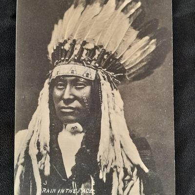 Antique black & White post cards of Native American Chiefs, Bison, and more Huffman