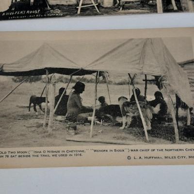 Antique black & White post cards of Native American Chiefs, Bison, and more Huffman