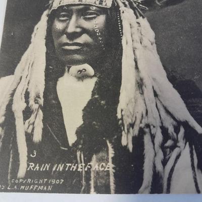Antique black & White post cards of Native American Chiefs, Bison, and more Huffman