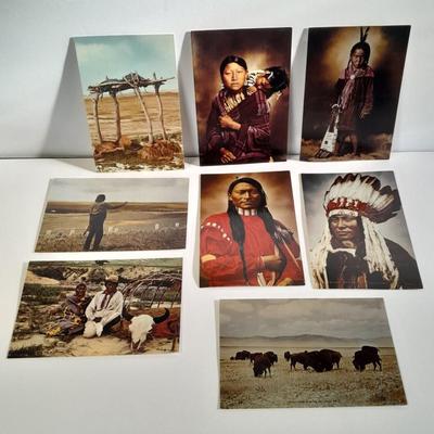Vintage Color postcards of Native American's and Buffalo Sioux Grave, and more
