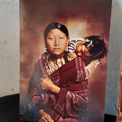 Vintage Color postcards of Native American's and Buffalo Sioux Grave, and more