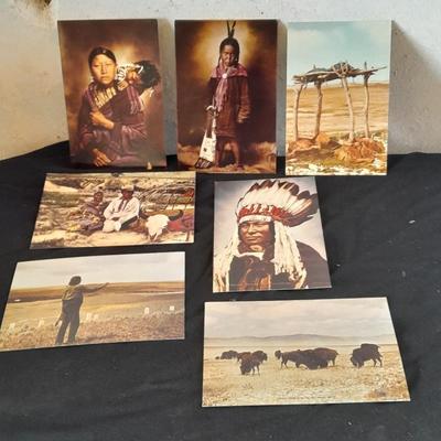 Vintage Color postcards of Native American's and Buffalo Sioux Grave, and more
