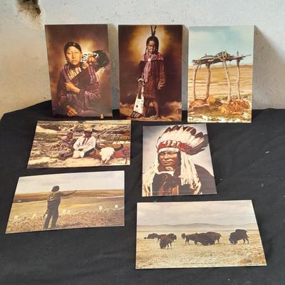 Vintage Color postcards of Native American's and Buffalo Sioux Grave, and more