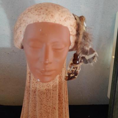 Ceramic Native American Wind Spirit Sculpture Indian Woman with feathers and Concho
