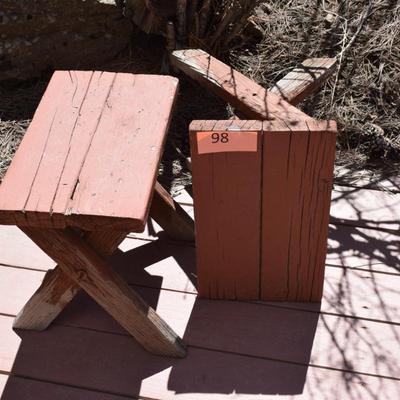 Two patio tables/ stools