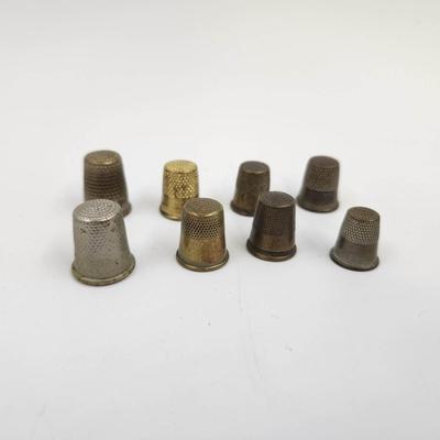 VINTAGE BRONZE & BRASS THIMBLES 8 PC