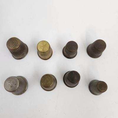 VINTAGE BRONZE & BRASS THIMBLES 8 PC