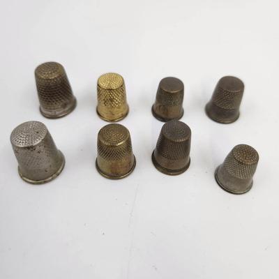 VINTAGE BRONZE & BRASS THIMBLES 8 PC