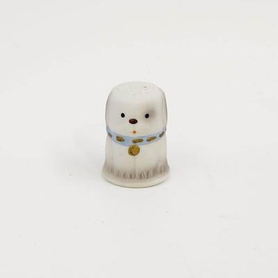 VINTAGE PORCELAIN DOG THIMBLE