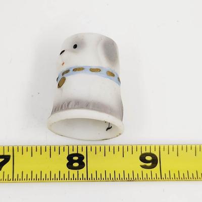 VINTAGE PORCELAIN DOG THIMBLE