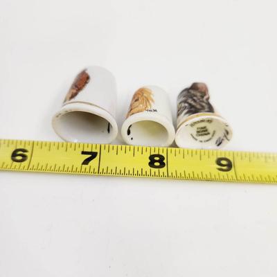 PORCELAIN FINE CHINA 3 ANIMAL THEMED THIMBLES