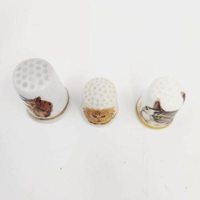 PORCELAIN FINE CHINA 3 ANIMAL THEMED THIMBLES