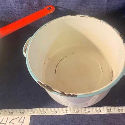 Vintage Enamel Pot And Pan