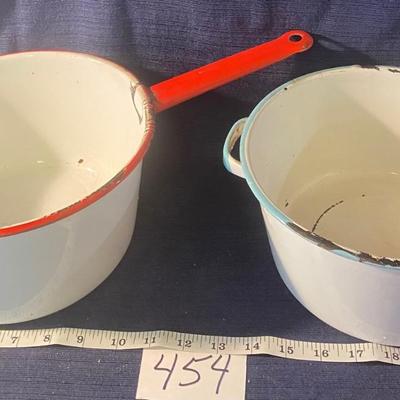 Vintage Enamel Pot And Pan